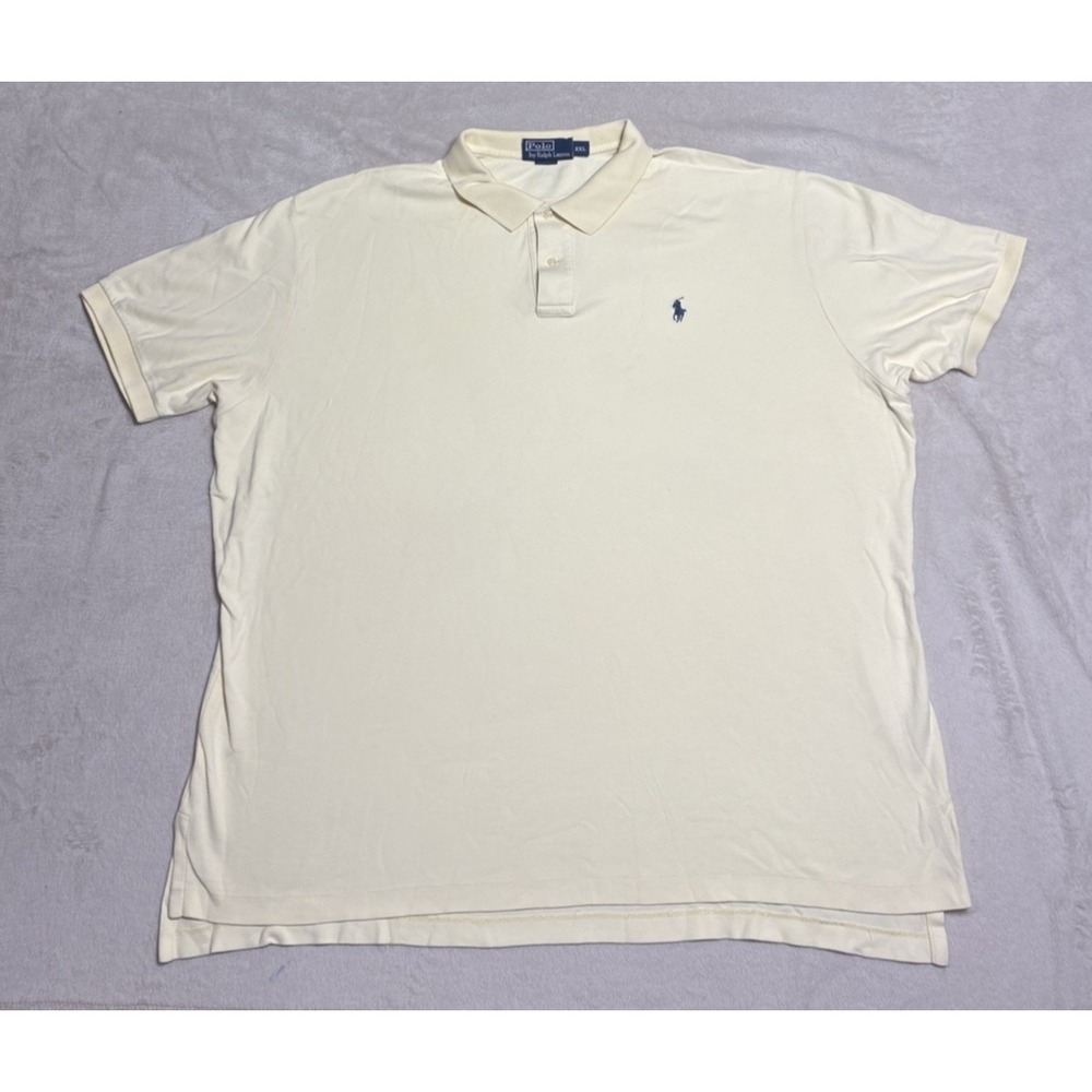 Vintage Polo Ralph Lauren Mens Shirt Size 2XL Yellow Short Sleeve Logo Y2K